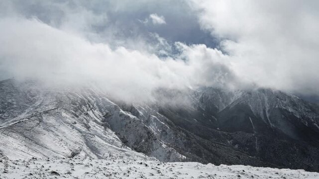 冬の硫黄岳から望む赤岳のタイムラプス　八ヶ岳
日本の山