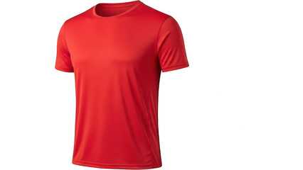 Bright red solid crew neck t-shirt for casual wear isolated on transparent background