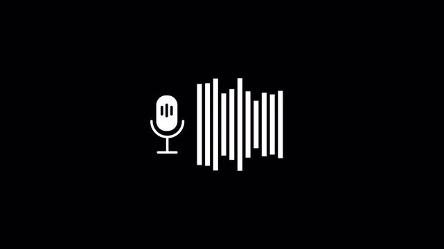 Audio Visualizer Animation with Microphone Icon &ndash; Sound Wave Motion Graphic on Transparent Background