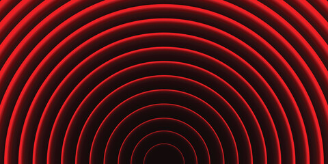Obraz premium A vibrant red tunnel of concentric circles radiating from a central point in a dark background