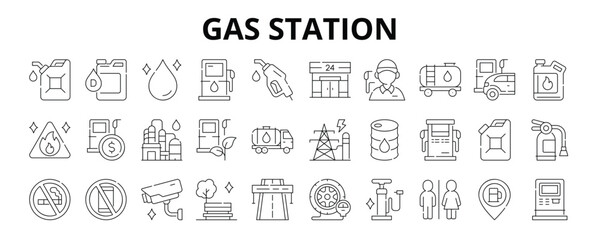 30 Gas Station Line Icons Vector - Gasoline, Diesel, Fuel, Nozzle, Oil, Energy, Refuel, Air Pump ©  karyative