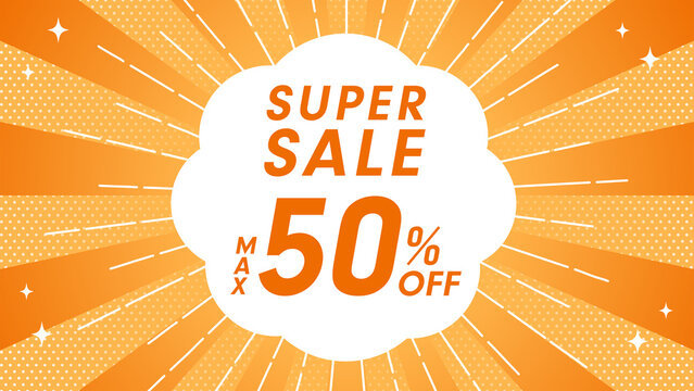 セール 背景 オレンジ 放射状 集中線 ドット柄 バナー チラシ POP 販促用 Sunburst Sale Background Vector