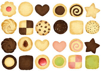 クッキーのイラスト　手描き　水彩風