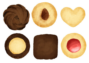 クッキーのイラスト　手描き　水彩風