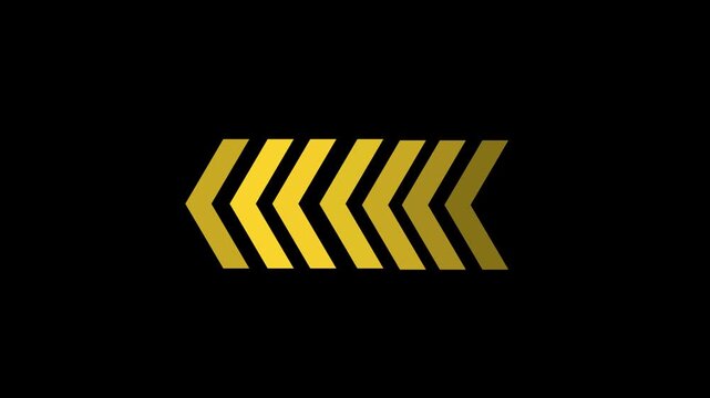 Abstract directional arrow icon animation. arrow looping animation left direction concept.
Animated arrows for the overlay video layer.  arrow animation on black background. 4k animation.