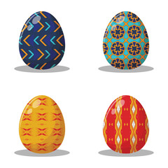 Fototapeta premium A collection of four vibrantly decorated Easter eggs.