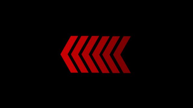 Abstract directional arrow icon animation. arrow looping animation left direction concept.
Animated arrows for the overlay video layer.  arrow animation on black background. 4k animation.
