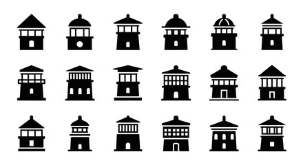 Fototapeta premium Collection of Traditional Asian-Style Houses in Various Architectural Styles