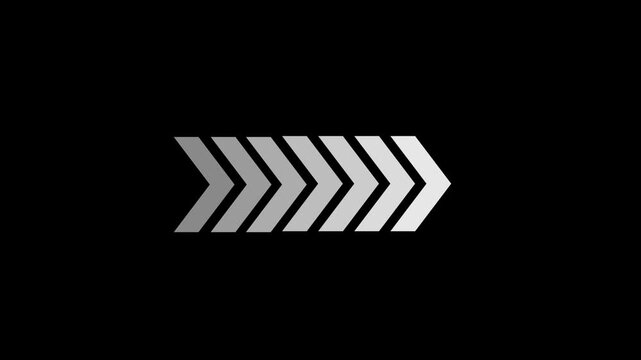 White arrow moving right on Black background. Right-directional arrow loop animation. 
black right arrow pointer icon. Animated arrows for the overlay video layer.arrow loading icon concept animation