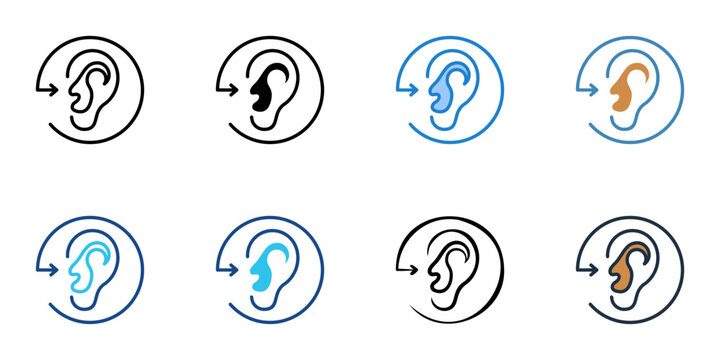 Active listening icons set multiple style collection. Editable stroke 
