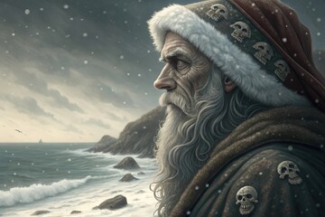 Christmas, Past Ghost of Christmas Past Detailed facial features, mysterious seascapes, skull motifs