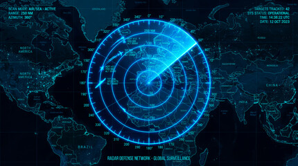 Digital global radar defense network tracking targets