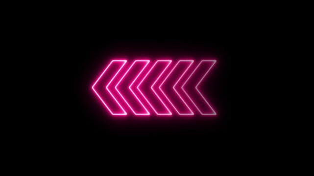 Abstract neon flashing light back arrow loading animation. Left arrow for road direction.
Abstract beautiful color neon left side animation. neon arrow moving left on black background.