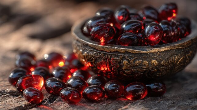 Cluster of Polished Deep Red Garnet Beads