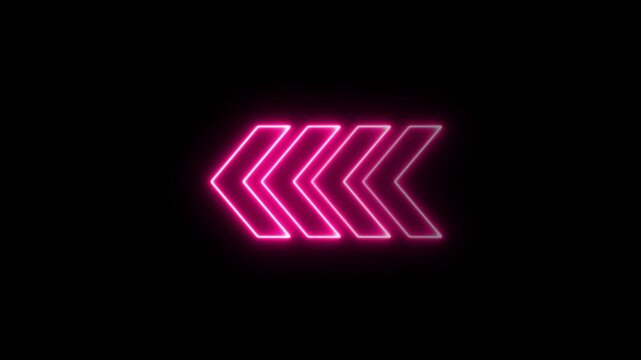 Abstract neon flashing light back arrow loading animation. Left arrow for road direction.
Abstract beautiful color neon left side animation. neon arrow moving left on black background.