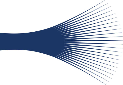 Abstract Dark Blue Lines Radiating Outward on White Background