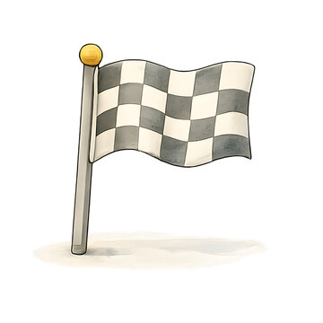 Karierte Zielflagge als klassische Motorsport Cartoon Illustration
