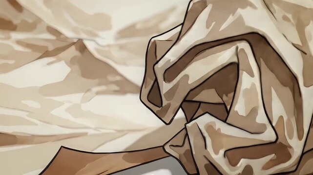 crumpled paper sheet artistically folded into a rose on white