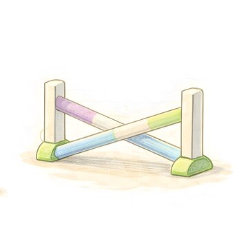 Pastellfarbenes Cavaletti Hindernis f&uuml;r Ponyreiten und Reittraining als Illustration
