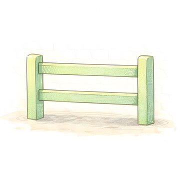 Gr&uuml;nes Hindernis f&uuml;r Ponyreiten und Reitsport als niedliche Kinderillustration