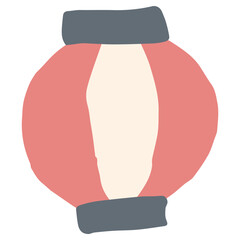 8月の園だよりに使いやすい シンプル手描き素材シリーズ｜紅白の祭りちょうちん / Red and White Festival Lantern