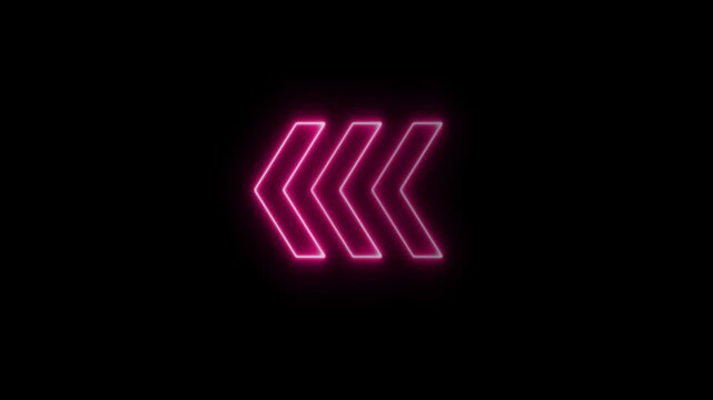 Abstract neon flashing light back arrow loading animation. Left arrow for road direction.
Abstract beautiful color neon left side animation. neon arrow moving left on black background.