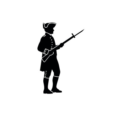 Silhouette of a Revolutionary War Soldier with Musket.
