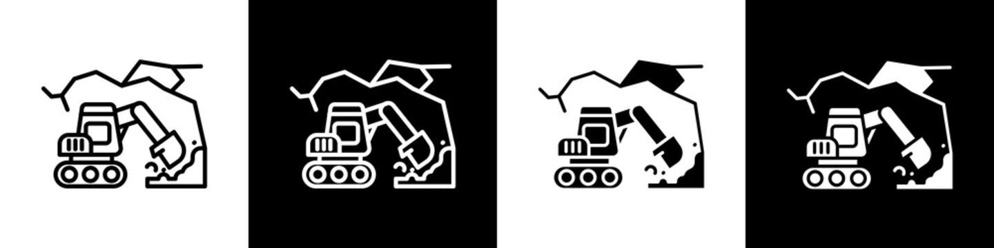 Surface Mining black and white icon design concept