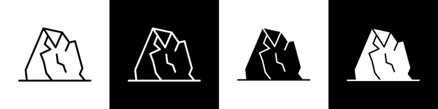 Gravel mining black and white icon design concept