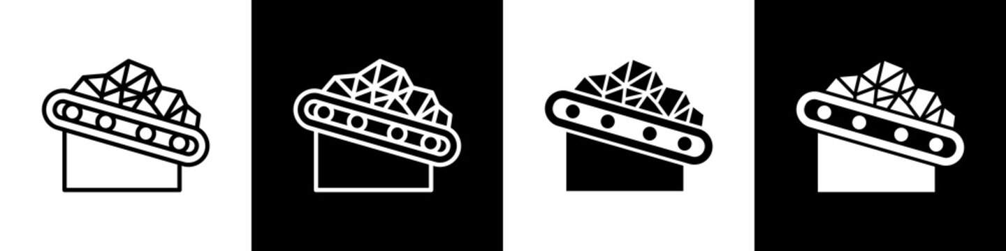Ore processing black and white icon design concept