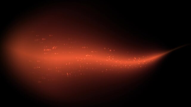A red light stream with particles moves across a black background, creating a dynamic abstract motion effect.