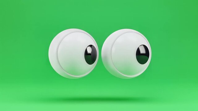 googly eyes floating on bright green background