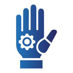 Obraz premium Robotic hand with an integrated bionic gear, illustrating the fusion of anatomy and technology in advanced prosthetics and artificial intelligence