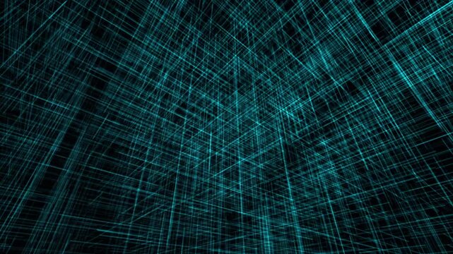 Seamless 4K procedural VJ loop of a dense cyber-titanium and neon cyan parametric silk matrix shifting in 3D space. Perfect for Resolume, tech keynotes, EDM stages, and high-end projection mapping.
