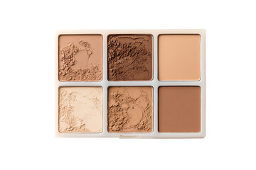 Fototapeta premium Makeup palette with various shades, ideal for contouring and highlighting. Perfect for beauty enthusiasts and professionals.