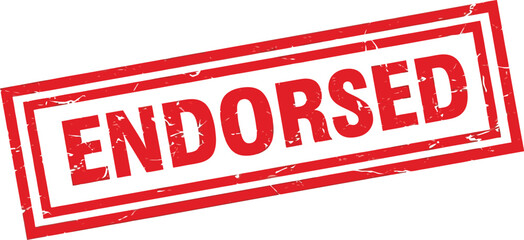 Red official endorsement stamp with bold text