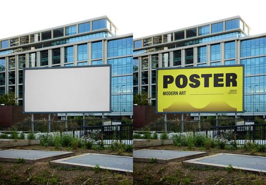 Mockup Of Customized Billboard By Building