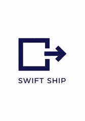 Obraz premium Swift Ship logo with square and arrow symbolizing fast delivery.