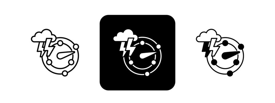 Storm Tracking  Solid color and black line drawing vector illustration set