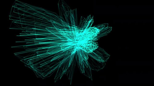 Seamless 4K procedural VJ loop of a cyber-cyan quantum node network expanding and contracting. Ideal for Resolume, tech keynotes, data visualization, and EDM stage visuals.