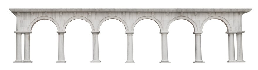 Marble columns and arches. Elegant classical arch supported by stone columns, luxury architecture element. Png transparency
