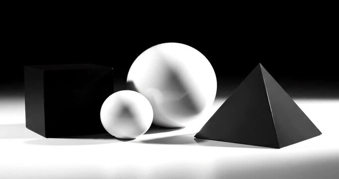 Black and White Geometric Shapes Still Life.