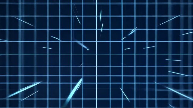 neon blue grid tunnel in cyberspace futuristic digital backdrop