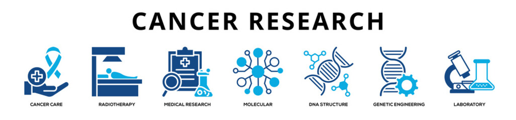 Glyphcolor - Cancer Research web banner icon vector illustration concept