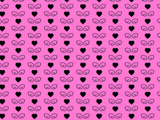 かわいいハートと天使の羽の背景素材