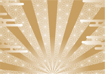 黄金の和柄の集中線の背景素材