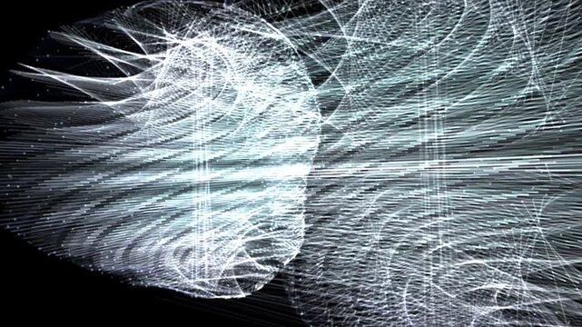 Seamless 4K procedural VJ loop of a glowing quantum lattice undulating in 3D space. Perfect for Resolume, EDM stage visuals, projection mapping, and high-end tech backgrounds.