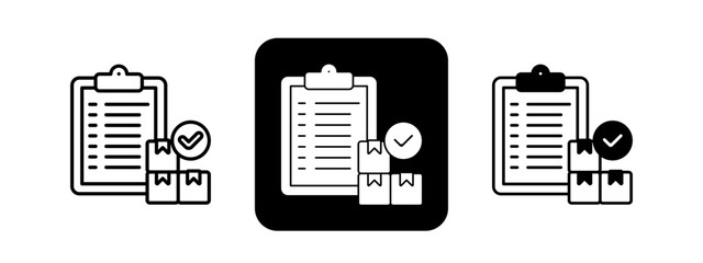 Order Fulfillment  Solid color and black line drawing vector illustration set