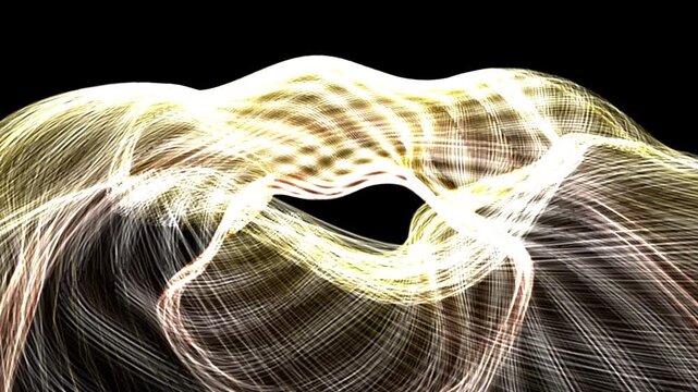 Seamless 4K generative VJ loop of an expensive gold and obsidian toroidal lattice rotating in 3D space. Perfect for Resolume, luxury tech keynotes, EDM stages, and high-end projection mapping.