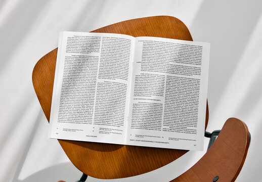 Mockup Of Open Magazine With Customizable Pages
